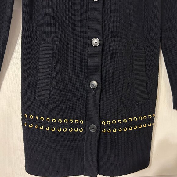 TORY BURCH Harley Sz XS S Navy Blue 100% Wool Turtleneck Long Sweater Coat Set - Picture 6 of 16